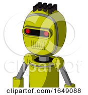 Poster, Art Print Of Yellow Robot With Bubble Head And Toothy Mouth And Visor Eye And Pipe Hair