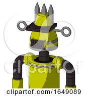 Yellow Robot With Cone Head And Dark Tooth Mouth And Black Visor Cyclops And Three Spiked