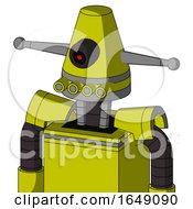 Yellow Robot With Cone Head And Pipes Mouth And Black Cyclops Eye