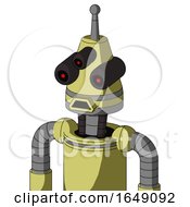 Poster, Art Print Of Yellow Robot With Cone Head And Sad Mouth And Three-Eyed And Single Antenna