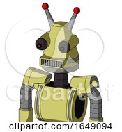 Poster, Art Print Of Yellow Robot With Cone Head And Square Mouth And Red Eyed And Double Led Antenna