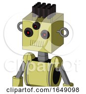Poster, Art Print Of Yellow Robot With Box Head And Toothy Mouth And Three-Eyed And Pipe Hair