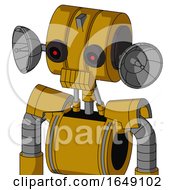 Poster, Art Print Of Yellow Droid With Multi-Toroid Head And Toothy Mouth And Black Glowing Red Eyes