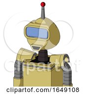 Poster, Art Print Of Yellow Droid With Rounded Head And Happy Mouth And Large Blue Visor Eye And Single Led Antenna