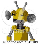 Poster, Art Print Of Yellow Droid With Rounded Head And Keyboard Mouth And Angry Eyes And Double Antenna