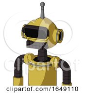 Poster, Art Print Of Yellow Droid With Rounded Head And Keyboard Mouth And Black Visor Eye And Single Antenna