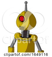 Poster, Art Print Of Yellow Droid With Rounded Head And Speakers Mouth And Cyclops Eye And Single Antenna
