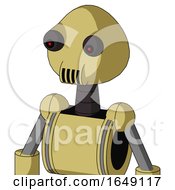 Poster, Art Print Of Yellow Droid With Rounded Head And Speakers Mouth And Red Eyed