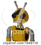 Poster, Art Print Of Yellow Droid With Rounded Head And Square Mouth And Three-Eyed And Double Antenna