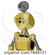 Poster, Art Print Of Yellow Droid With Rounded Head And Toothy Mouth And Bug Eyes And Radar Dish Hat