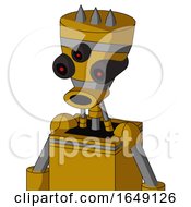 Poster, Art Print Of Yellow Droid With Vase Head And Round Mouth And Three-Eyed And Three Spiked