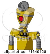 Poster, Art Print Of Yellow Droid With Vase Head And Sad Mouth And Cyclops Eye And Radar Dish Hat