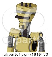 Poster, Art Print Of Yellow Droid With Vase Head And Speakers Mouth And Black Visor Cyclops And Three Dark Spikes