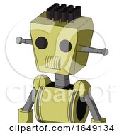 Poster, Art Print Of Yellow Robot With Box Head And Speakers Mouth And Two Eyes And Pipe Hair