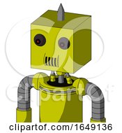 Poster, Art Print Of Yellow Robot With Box Head And Speakers Mouth And Red Eyed And Spike Tip