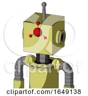 Poster, Art Print Of Yellow Robot With Box Head And Cyclops Compound Eyes And Single Antenna