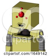Poster, Art Print Of Yellow Robot With Box Head And Happy Mouth And Cyclops Compound Eyes