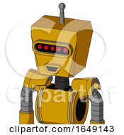 Poster, Art Print Of Yellow Robot With Box Head And Happy Mouth And Visor Eye And Single Antenna