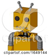 Poster, Art Print Of Yellow Robot With Box Head And Pipes Mouth And Two Eyes And Double Antenna