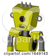 Poster, Art Print Of Yellow Robot With Box Head And Round Mouth And Black Cyclops Eye And Three Spiked