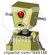 Poster, Art Print Of Yellow Robot With Box Head And Round Mouth And Cyclops Eye
