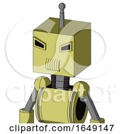 Yellow Robot With Box Head And Speakers Mouth And Angry Eyes And Single Antenna
