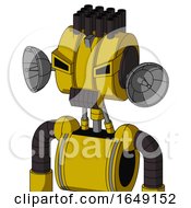 Poster, Art Print Of Yellow Droid With Multi-Toroid Head And Dark Tooth Mouth And Angry Eyes And Pipe Hair