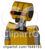 Poster, Art Print Of Yellow Droid With Multi-Toroid Head And Dark Tooth Mouth And Visor Eye