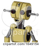 Poster, Art Print Of Yellow Droid With Multi-Toroid Head And Happy Mouth And Red Eyed