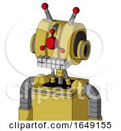 Yellow Droid With Multi-Toroid Head And Keyboard Mouth And Cyclops Compound Eyes And Double Led Antenna
