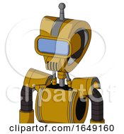 Poster, Art Print Of Yellow Droid With Droid Head And Speakers Mouth And Large Blue Visor Eye And Single Antenna