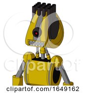 Poster, Art Print Of Yellow Droid With Droid Head And Square Mouth And Black Cyclops Eye And Pipe Hair