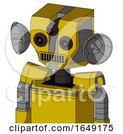 Yellow Droid With Mechanical Head And Square Mouth And Three Eyed