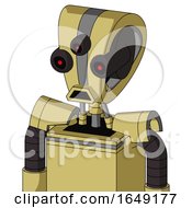 Poster, Art Print Of Yellow Droid With Droid Head And Sad Mouth And Three-Eyed