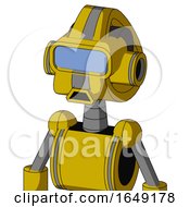 Poster, Art Print Of Yellow Droid With Droid Head And Sad Mouth And Large Blue Visor Eye