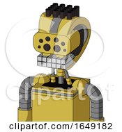Poster, Art Print Of Yellow Droid With Droid Head And Keyboard Mouth And Bug Eyes And Pipe Hair