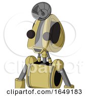 Poster, Art Print Of Yellow Droid With Droid Head And Happy Mouth And Two Eyes And Radar Dish Hat