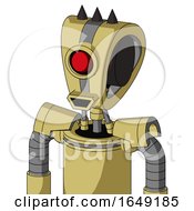Poster, Art Print Of Yellow Droid With Droid Head And Happy Mouth And Cyclops Eye And Three Dark Spikes