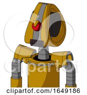 Poster, Art Print Of Yellow Droid With Droid Head And Dark Tooth Mouth And Angry Cyclops