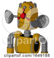Poster, Art Print Of Yellow Droid With Dome Head And Toothy Mouth And Cyclops Compound Eyes