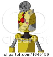 Poster, Art Print Of Yellow Droid With Dome Head And Toothy Mouth And Cyclops Compound Eyes And Radar Dish Hat