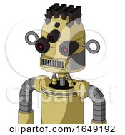 Poster, Art Print Of Yellow Droid With Dome Head And Square Mouth And Three-Eyed And Pipe Hair
