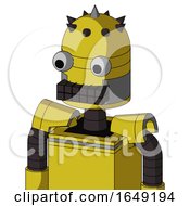 Poster, Art Print Of Yellow Droid With Dome Head And Keyboard Mouth And Two Eyes And Spike Tip