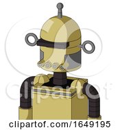 Poster, Art Print Of Yellow Droid With Dome Head And Pipes Mouth And Black Visor Cyclops And Single Antenna