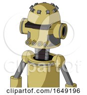 Poster, Art Print Of Yellow Droid With Dome Head And Pipes Mouth And Black Visor Cyclops