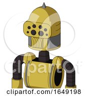 Poster, Art Print Of Yellow Droid With Dome Head And Speakers Mouth And Bug Eyes And Spike Tip