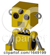 Poster, Art Print Of Yellow Droid With Box Head And Vent Mouth And Three-Eyed