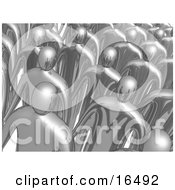 Group Of Silver Men Standing In Rows During A Meeting Clipart Illustration Graphic