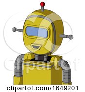 Poster, Art Print Of Yellow Droid With Bubble Head And Happy Mouth And Large Blue Visor Eye And Single Led Antenna