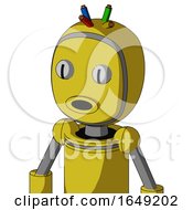 Yellow Droid With Bubble Head And Round Mouth And Two Eyes And Wire Hair